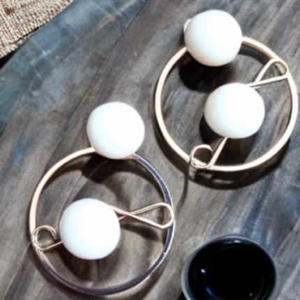 White Circular Drop Earring